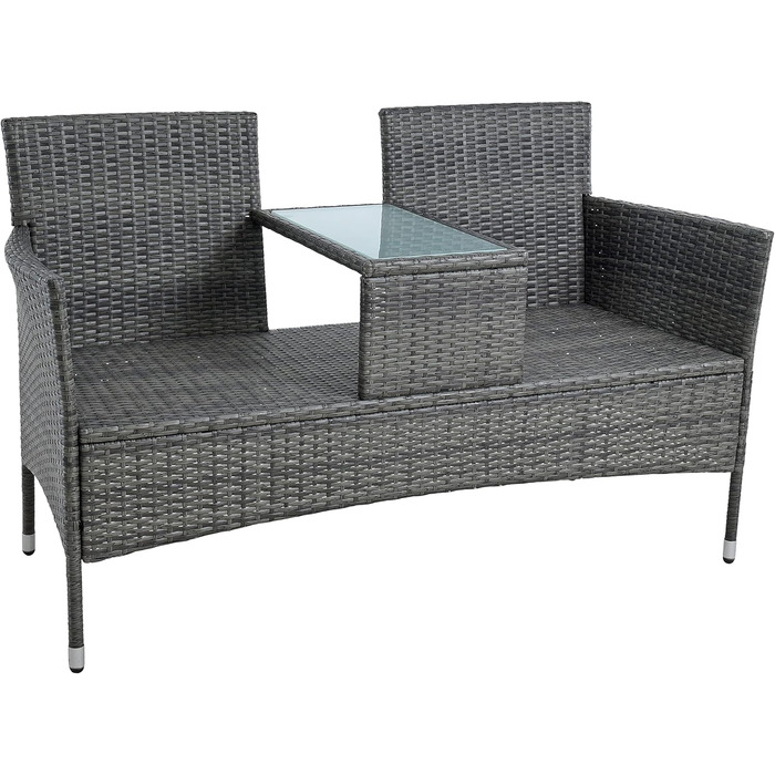 Садові меблі ESTEXO з ротангу для 2 осіб: Лавка, комплект для відпочинку, балконні меблі, сірий антрацит