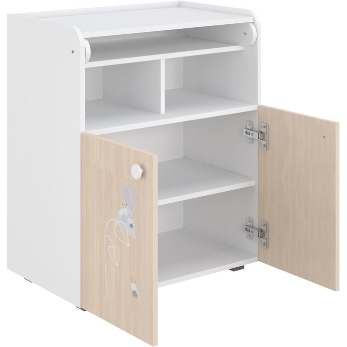 Комод для дитячої кімнати Shefa Wickelkommode 700 Teddy, білий - сучасний комод для дитячої, 47 x 70 x 86 см, білий/пастельний дуб