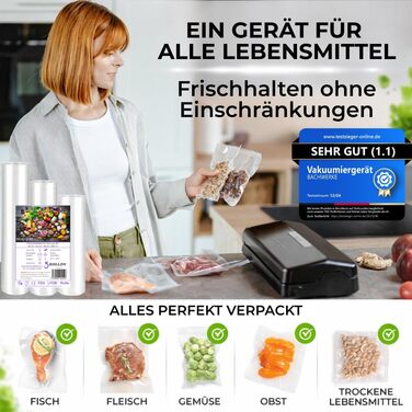 Вакууматор для продуктів BACHWERKE: вакуумний пакувальник з шириною шва 32 см, набором пакетів та рулоном плівки, чорний