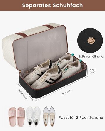 Спортивна сумка LOVEVOOK для жінок з відділенням для ноутбука, 40л, Gym Bag, Travel Duffle, для подорожей, фітнесу, клініки, лікарні (чорний+бежевий+коричневий, з відділенням для взуття)