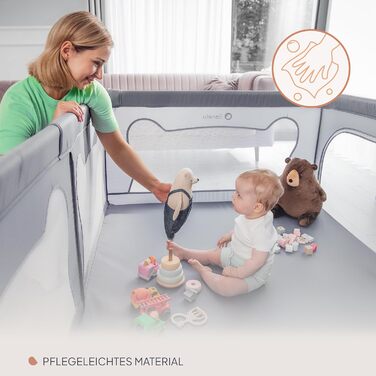 Дитячий манеж Lionelo Willow сірого кольору 120x180x68 см з сіткою, для дітей 0-48 місяців