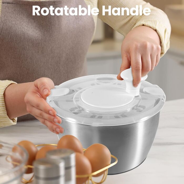 Швидка салатниця-швидкокрутка з нержавіючої сталі 4.5 л, біла