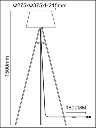 Настільна лампа, цоколь E14, білий, Ø120мм, H 255мм, без лампочки (1522b), 2018-09W