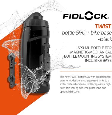 Набір пляшок для води Fidlock TWIST пляшка 450 велосипедна основа тверда чорна (Чорна, 590 мл)