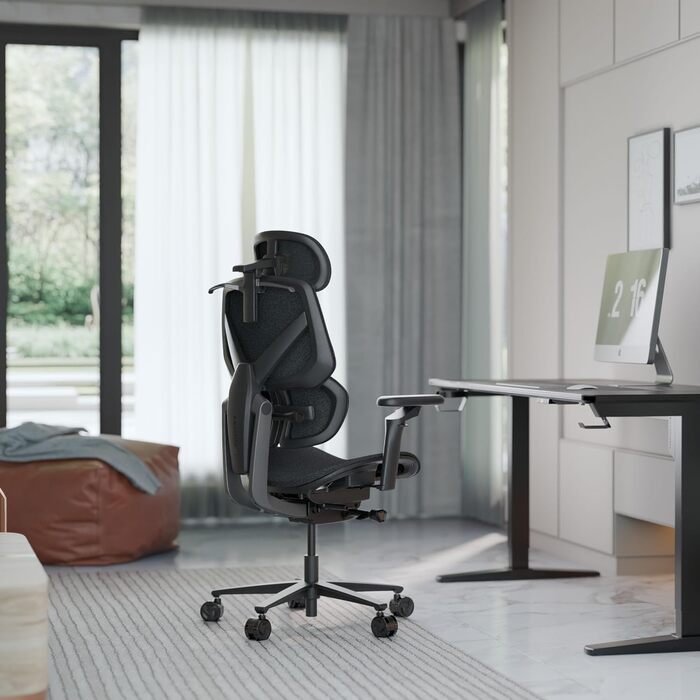 Ігровий крісло ThunderX3 Flex Pro Loft сірого кольору | Ергономічне офісне крісло з тканинною оббивкою, регулювання 19D, 5D підлокітники, механізм SYNC6, дихаюча тканина, для офісу та геймінгу