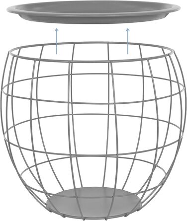 Набір журнальних столиків ML-Design з 3 круглих, металевих кошиків Журнальний столик 3 розміри Ø31см/Ø38см/Ø47см, металевий, знімна стільниця, місце для зберігання, 3 шт. Столи для вітальні, диванні столики, журнальні столики, столи для гніздування (сірі)