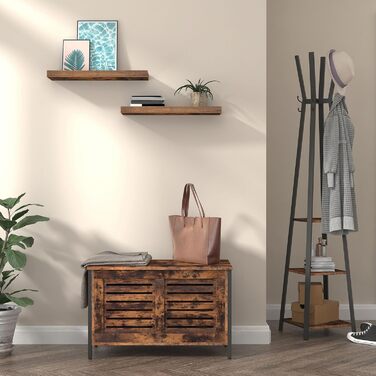 Полиця настінна HOOBRO 2 шт., плаваюча, 60x20x3.8 см, коричнева вінтаж, з прихованими кронштейнами для ванної, спальні, кухні, офісу, вітальні