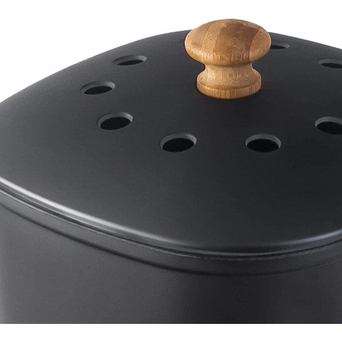 Кухонне відро для екологічно чистих органічних відходів HMF, герметичне по запаху відро для компосту з кришкою / 3 літри / чорний чорний 3 л