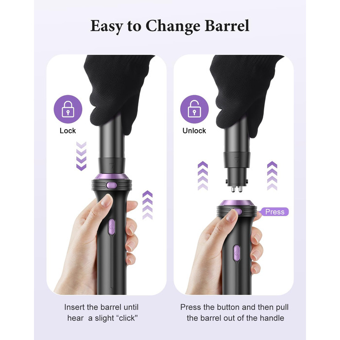 BESTOPE PRO Локкенстаб: Набір випрямляча та плойки 5-в-1 з термощіткою, 3 плойки (9-25 мм) для великих локонів, 13 температур, захисне покриття, рукавичка, затискач (базальтовий чорний)