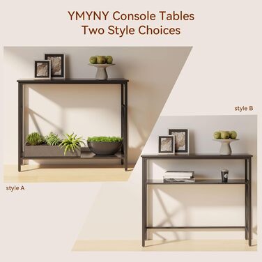 Консольний столик YMYNY з загартованим склом, чорний, 101х25х80.5 см (HGD007G)