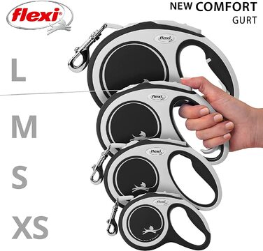 Роликовий повідець flexi New Comfort - чорний - джгут L 60 кг / 5 м