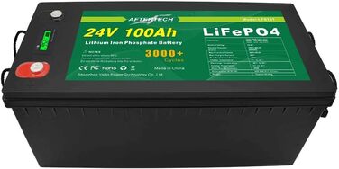 Літій-залізо-фосфатна батарея AFTERTECH Lifepo4 24 В 100 Ач, 3000 циклів, акумуляторна батарея 25,6 В 2,56 кВт/год