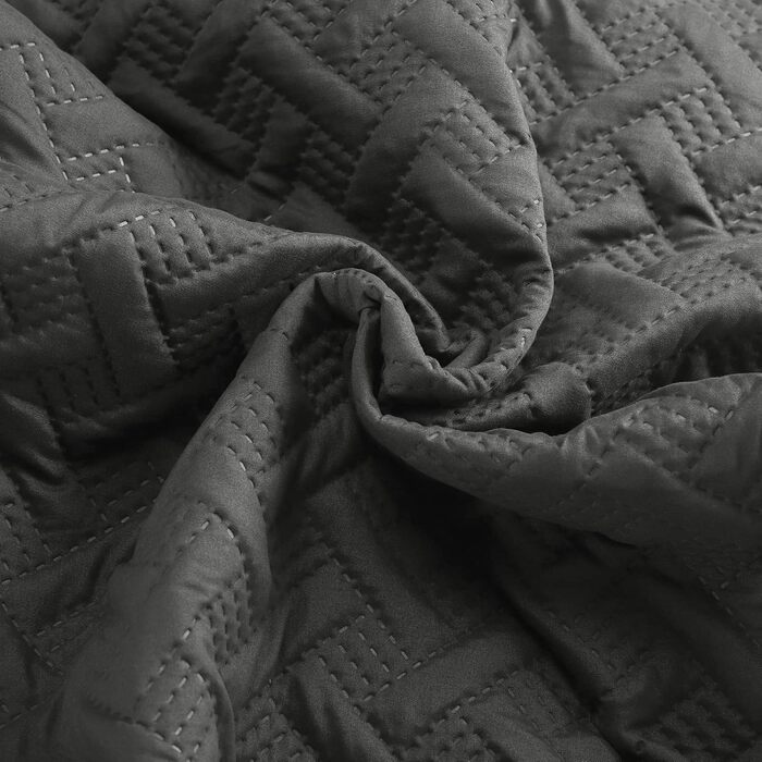 Плед Woltu 170x210 см, двосторонній, темно-сірий+кремовий, мікрофібра, двостороння ковдра для ліжка/дивану