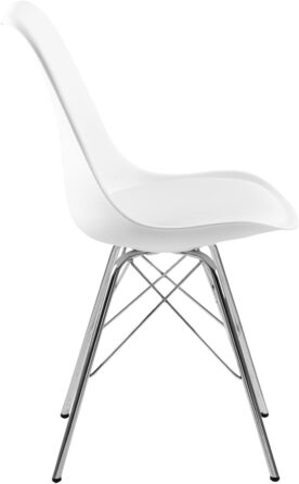 AC Design Furniture Emanuel: 2 стільці для обідньої зони, PU/Метал, 48,5x85,5x54 см, Білий/Хром