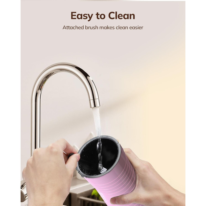 Morpilot Електричний спінювач молока 4-в-1, для лате, капучино, макіато (рожевий)