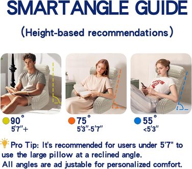 Тінунія Корінь для тіла з підголовником та подушкою для спини, для читання/роботи/перегляду/ігор/відпочинку (Бежевий)