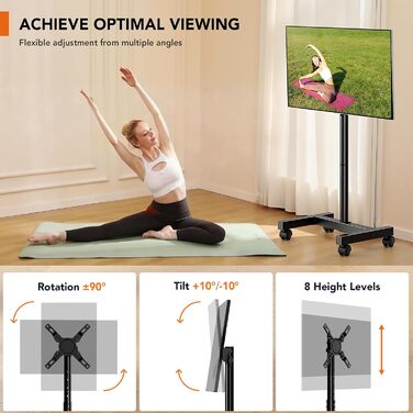 Підставка для телевізора Hemudu на колесах 23-60 дюймів, VESA 400x400, до 35 кг, регульована висота