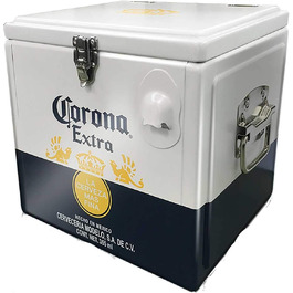 Офіційний ящик для льоду Corona з місткістю пива 12 літрів 12 літрів, міцний алюмінієвий ретро-кулер (з ручками для перенесення та відкривачкою для пляшок)