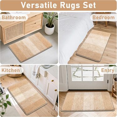 Набір килимків для ванної кімнати Bsmathom, 4 шт., з кришкою для унітазу, м'які, швидковисихаючі, нековзні, машинного прання, килимки з U-подібною контуром, килимок для унітазу, помаранчевий (Sunset Chevron) 18'x26'+18'x48'+U20'x24'+Cover19'x21'