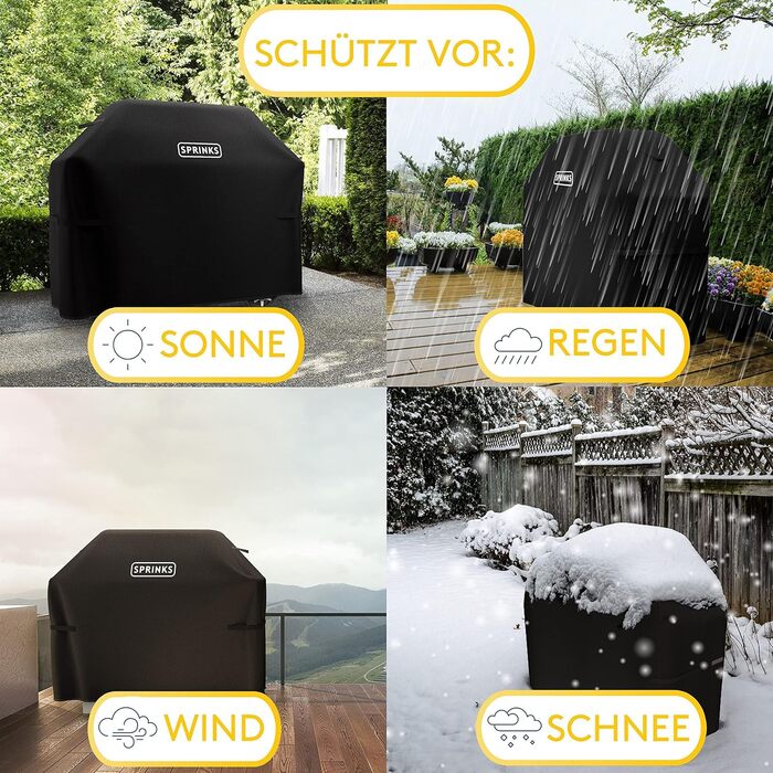 Чохол для гриля WEATHERPROOF чохол для гриля Високоякісний чохол для гриля Weber, Napoleon, Enders - EXTRA ручки газового гриля Oxford 600D тканина 147x6122см - Чохол для гриля (163 x 61 x 122 см, чорний)