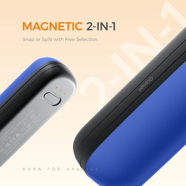 OCOOPA Нагрівач для рук 2 шт., 5200mAh, Магнітний, Електричний, для кемпінгу, на подарунок (чорний/синій)