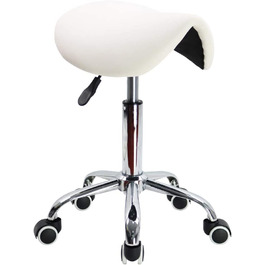 Стілець з сідлом KKTONER робочий стілець з регульованою висотою обертовий стілець на коліщатках офісний стілець з сідлом (білий)