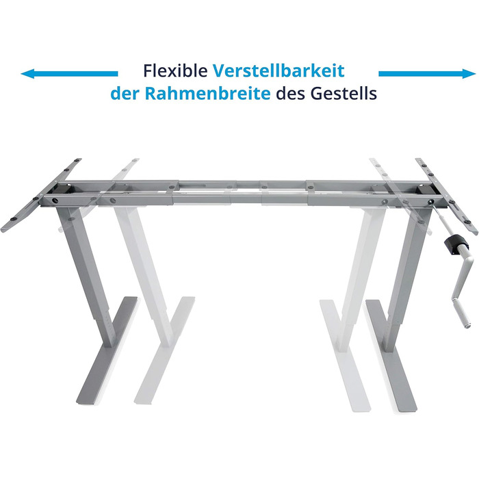 Регульований стіл Ergotopia Desktopia: ручне регулювання висоти, ширина під будь-яку стільницю (білий)