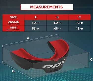 Гексоген для захисту рота Бойові мистецтва, захист зубів для занять спортом, ідеальна для дихання і настроюється, захист зубів для, ММА Кікбоксинг хокей Футбол Муай Тай регбі зі зручним ящиком для зберігання, (Червоний Чорний, Для дітей молодше 12 років)