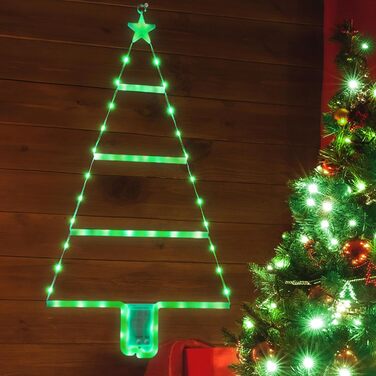 Різдвяні гірлянди Moxled Зовнішня батарея, світлодіодні сходові гірлянди з таймером, 8 режимів, водонепроникна ялинкова прикраса (зелена, 61 см)