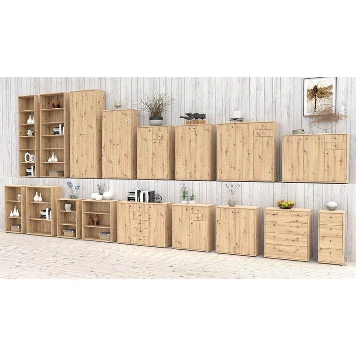 Книжкова шафа Newroom Shelf Artisan Oak Modern - 73.7x85.5x34.8 см (ШxВxГ) - Шафа з стоячою полицею - Lucius.Sixteen Кабінет Вітальня (09- Полиця V2)