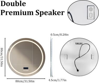 Дзеркало для ванної кімнати LUVODI круглої форми з підсвічуванням: LED дзеркало 60 см з фоновою та фронтальною підсвіткою, 3 кольори, регулювання яскравості, сенсорне управління, антизапар, енергозбереження, для ванної кімнати, гостьового туалету (Bluetoo