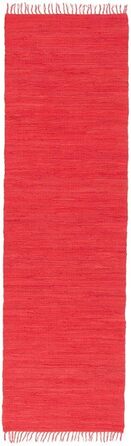 Пергамський бавовняний натуральний килим плоского переплетення ручної роботи Jolly Cotton Red в 6 розмірах 70x250 см