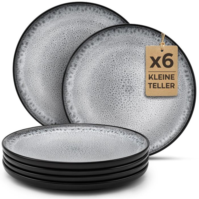 Набір посуду Twinzee з кераміки (керамічний), 24 предмети на 6 осіб, колекція Riviera (Perla), маленькі тарілки, придатний для мікрохвильової печі