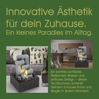 Декоративний фонтанчик для дому з підсвіткою, сірий, 5-рівневий