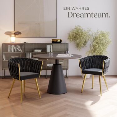 Крісла tectake® з оксамиту, комплект 2 шт., чорний/золотий, для вітальні, їдальні, туалетного столика