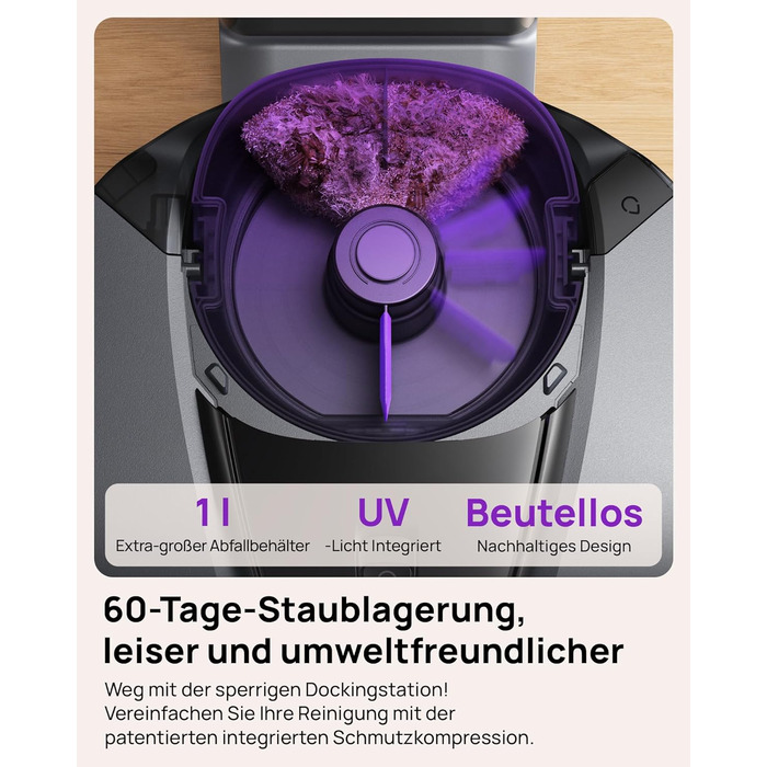 Робот-пилосос 3i G10+ з функцією миття підлоги, автоматичним компакттором сміття, потужністю всмоктування 18000 Па, вбудованою бічною щіткою та миючим мопом, інтелектуальною навігацією та уникненням перешкод за допомогою ШІ