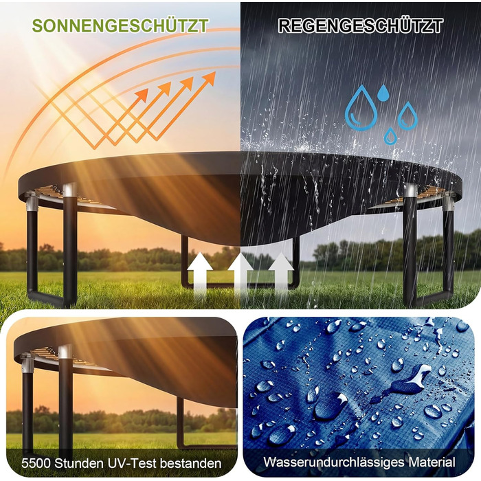 Батут садовий Devoko з сіткою та кільцем для баскетболу, до 150 кг, Ø 228/305/366/427 см - для дітей та дорослих (228x228x199 см, синій)