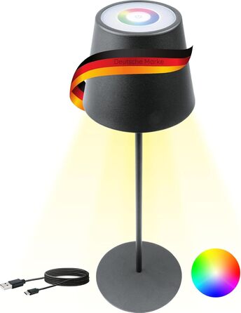 Торшер SCHWAIGER OTL200 - LED лампа, нічник, торшер для саду/інтер'єру, RGB, сенсорне управління, акумулятор, диммування, тепле світло, IP44, антрацит, пластик