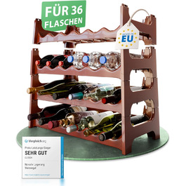 Пластикова полиця для пляшок Novaliv на 36 пляшок, розширювана, коричнева. Полиця для вина, напоїв, спиртних напоїв. Система зберігання пляшок, шафка для пляшок