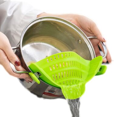 Силіконовий друшляк ZAIGON - 100 без вмісту бісфенолу - друшляк для макаронів і ситечко - можна мити в посудомийній машині - зелений