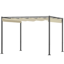 3x3 м Пергола для саду зі знімним дахом, павільйон, навіс для затінку, UPF30+, бежевий