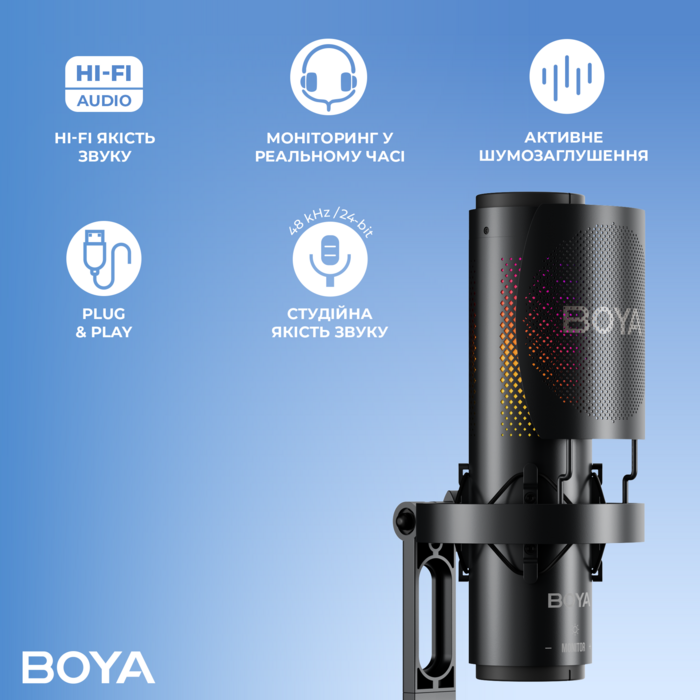 Мікрофон конденсаторний BOYA K3-02 RGB Black