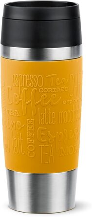 Термокружка Emsa N20210 Travel Mug Classic Isolierbecher, 0.36 л, нержавіюча сталь, 4 години гаряча, 8 годин холодна, герметична, для миття в посудомийній машині, 360° відкривання (Senfgelb)