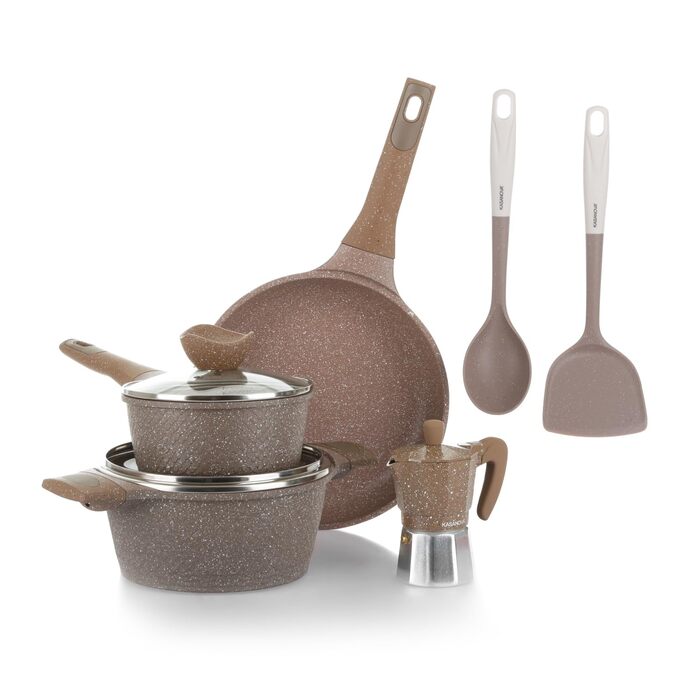 Набір каструль та сковорідок KASANOVA з антипригарним покриттям, індукційне дно, 8 предметів