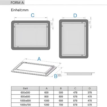 Дзеркало для ванної кімнати MIQU LED 60x50 см з підсвічуванням, тепле/холодне світло, регулювання яскравості, антизапар, прямокутна форма