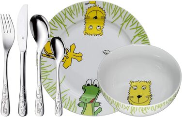 Набір дитячого посуду WMF Safari 6-частинний (з нержавіючої сталі), від 3 років, Cromargan, для миття в посудомийній машині