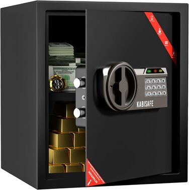 KABISAFE Сейф для дому та офісу з цифровим замком, 44L. Сейф для грошей, документів, прикрас. Світлодіодне підсвічування, ключ.