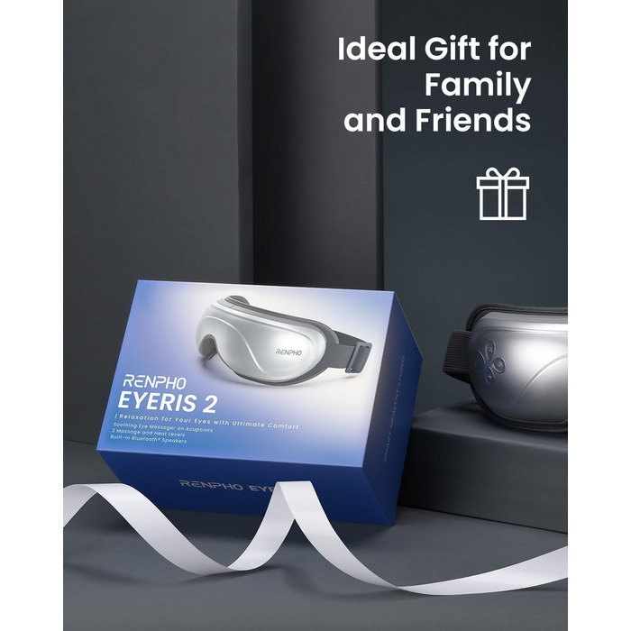 Масажер для очей RENPHO Eyeris 2 з підігрівом та вібрацією - для релаксації та покращення сну, сріблястий