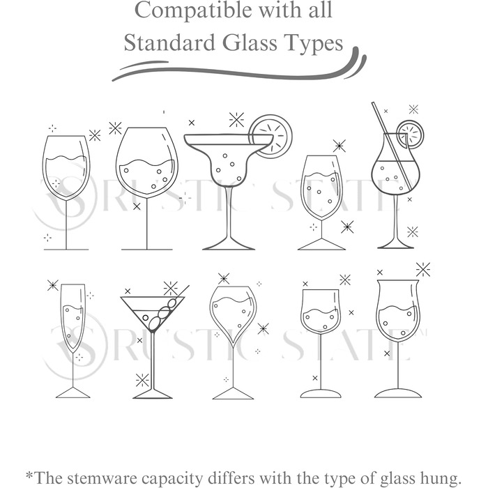 Настінна полиця для келихів Rustic State Eze, 4 секції, на 12 келихів, 30.5 см, махагон