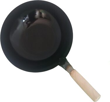 Сковорода Вок з круглим дном попередньо обсмажена з вуглецевої сталі натуральний антипригарний шар AAF nommel (36 см)